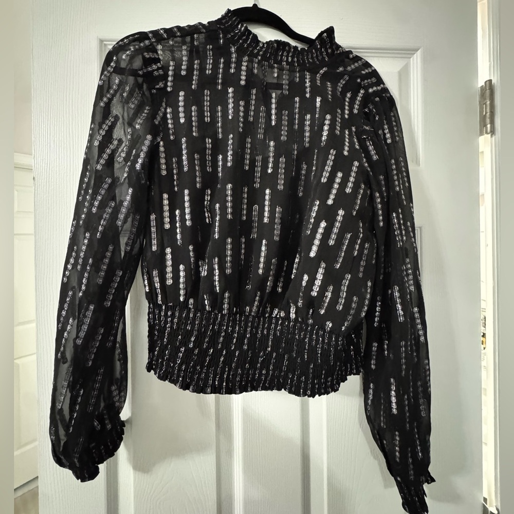 Express Black and Silver Sheer Blouse